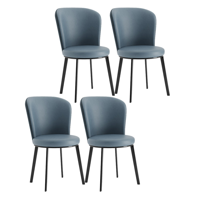 Contemporary Dining Room Side Chairs Matte Finish Leather Curved Parsons Chair Blue 4 Piece Set Clearhalo ' kitchen&dining_furn' 'Dining Chairs' 'Dining Tables & Seating' 'dining_chair' 'furn' 'furn_dining_chair' 'Furniture' 'furniture_dining_chair' 'Kitchen & Dining Furniture' 'kitchen' 4511601
