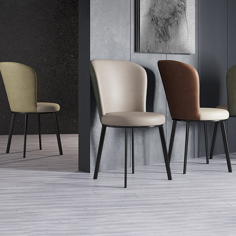 Contemporary Dining Room Side Chairs Matte Finish Leather Curved Parsons Chair Clearhalo ' kitchen&dining_furn' 'Dining Chairs' 'Dining Tables & Seating' 'dining_chair' 'furn' 'furn_dining_chair' 'Furniture' 'furniture_dining_chair' 'Kitchen & Dining Furniture' 'kitchen' 4511606