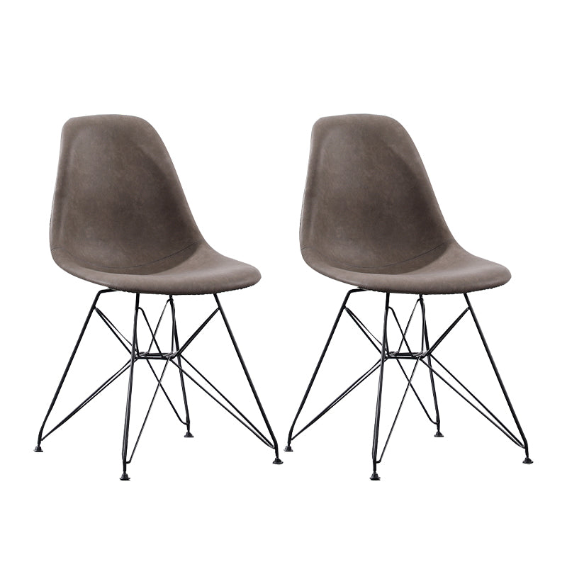 Industrial Design Leather Armless Dining Side Chairs Solid Back Dining Side Chair Dark Gray Set of 2 Clearhalo ' kitchen&dining_furn' 'Dining Chairs' 'Dining Tables & Seating' 'dining_chair' 'Furniture' 'furniture_dining_chair' 'Kitchen & Dining Furniture' 'kitchen' 4511620
