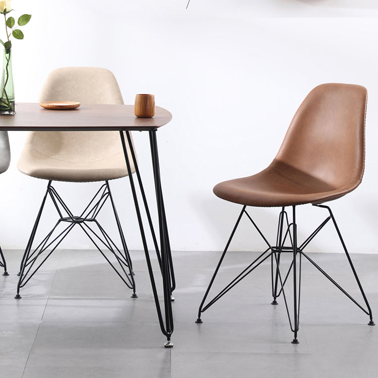 Industrial Design Leather Armless Dining Side Chairs Solid Back Dining Side Chair Clearhalo ' kitchen&dining_furn' 'Dining Chairs' 'Dining Tables & Seating' 'dining_chair' 'Furniture' 'furniture_dining_chair' 'Kitchen & Dining Furniture' 'kitchen' 4511626