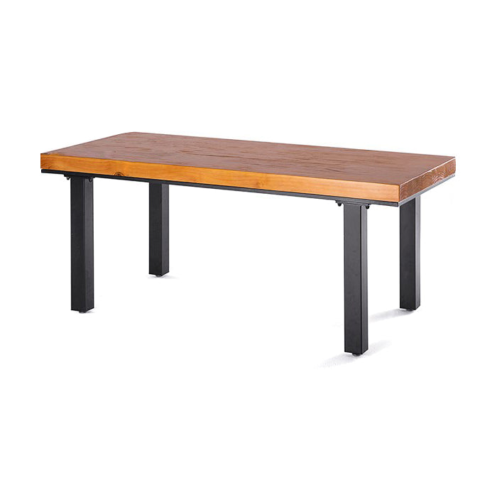 1/5 Pcs Metal Industrial Dining Room Set with Pine Wood Top Table Dinette Set Brown 79"L x 35"W Clearhalo 'Dining Room Sets' 'Dining Tables & Seating' 'dining_room_set' 'furn' 'furn_dining_room_set' 'Furniture' 'furniture_dining_room_set' 'Kitchen & Dining Furniture' 'kitchen&dining_furn' 'kitchen' 4511637