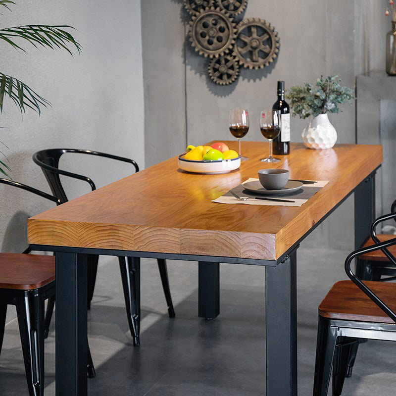 1/5 Pcs Metal Industrial Dining Room Set with Pine Wood Top Table Dinette Set Clearhalo 'Dining Room Sets' 'Dining Tables & Seating' 'dining_room_set' 'furn' 'furn_dining_room_set' 'Furniture' 'furniture_dining_room_set' 'Kitchen & Dining Furniture' 'kitchen&dining_furn' 'kitchen' 4511641