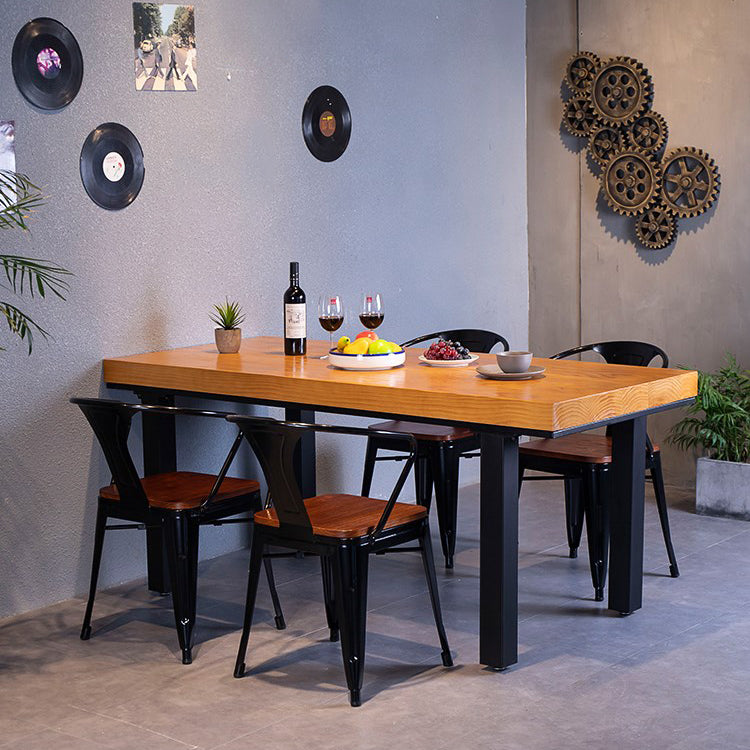 1/5 Pcs Metal Industrial Dining Room Set with Pine Wood Top Table Dinette Set Clearhalo 'Dining Room Sets' 'Dining Tables & Seating' 'dining_room_set' 'furn' 'furn_dining_room_set' 'Furniture' 'furniture_dining_room_set' 'Kitchen & Dining Furniture' 'kitchen&dining_furn' 'kitchen' 4511642