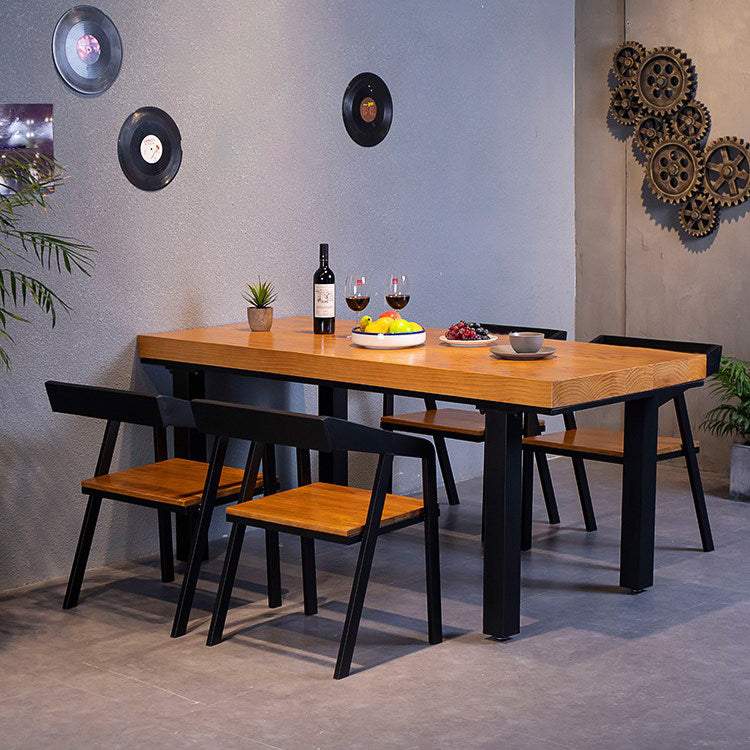1/5 Pcs Metal Industrial Dining Room Set with Pine Wood Top Table Dinette Set Clearhalo 'Dining Room Sets' 'Dining Tables & Seating' 'dining_room_set' 'furn' 'furn_dining_room_set' 'Furniture' 'furniture_dining_room_set' 'Kitchen & Dining Furniture' 'kitchen&dining_furn' 'kitchen' 4511650