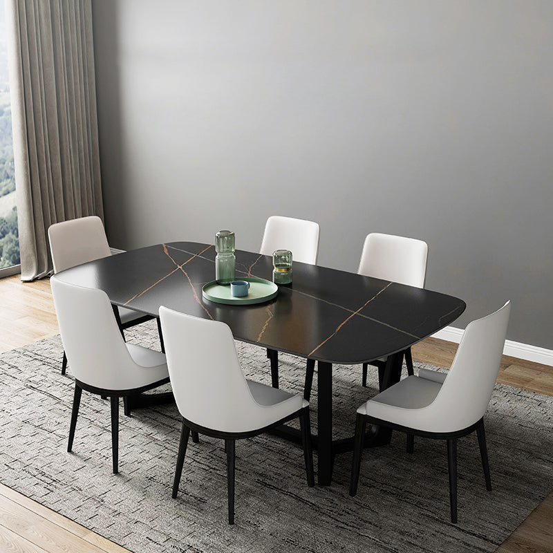 Contemporary 1/2/5/7 Pieces Dining Set Rectangle Dining Table Set 7 Pieces: Table, 6 Chairs Clearhalo 'Dining Room Sets' 'Dining Tables & Seating' 'dining_room_set' 'furn' 'furn_dining_room_set' 'Furniture' 'furniture_dining_room_set' 'Kitchen & Dining Furniture' 'kitchen&dining_furn' 'kitchen' 4511662