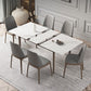 Nordic Extendable 1/4/5/7 Pieces Dining Set Sintered Stone Table with Leather Chairs 7 Pieces: Table, 6 Chairs Clearhalo 'Dining Room Sets' 'Dining Tables & Seating' 'dining_room_set' 'furn' 'furn_dining_room_set' 'Furniture' 'furniture_dining_room_set' 'Kitchen & Dining Furniture' 'kitchen&dining_furn' 'kitchen' 4511677