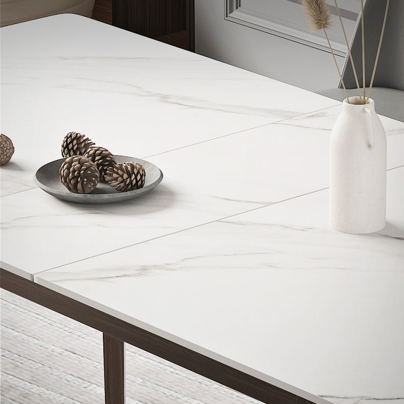 Nordic Extendable 1/4/5/7 Pieces Dining Set Sintered Stone Table with Leather Chairs Clearhalo 'Dining Room Sets' 'Dining Tables & Seating' 'dining_room_set' 'furn' 'furn_dining_room_set' 'Furniture' 'furniture_dining_room_set' 'Kitchen & Dining Furniture' 'kitchen&dining_furn' 'kitchen' 4511686