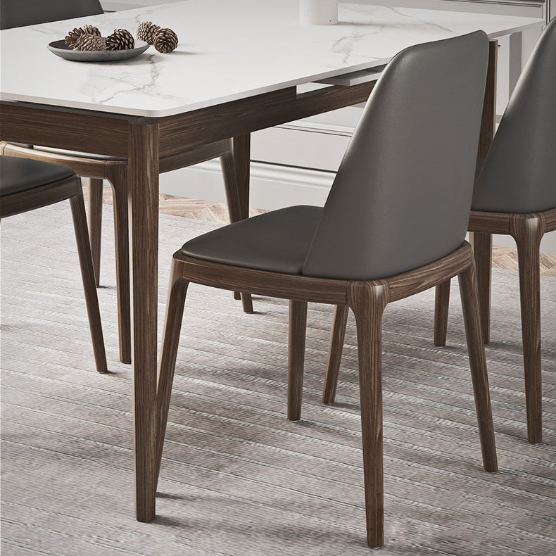 Nordic Extendable 1/4/5/7 Pieces Dining Set Sintered Stone Table with Leather Chairs Clearhalo 'Dining Room Sets' 'Dining Tables & Seating' 'dining_room_set' 'furn' 'furn_dining_room_set' 'Furniture' 'furniture_dining_room_set' 'Kitchen & Dining Furniture' 'kitchen&dining_furn' 'kitchen' 4511690
