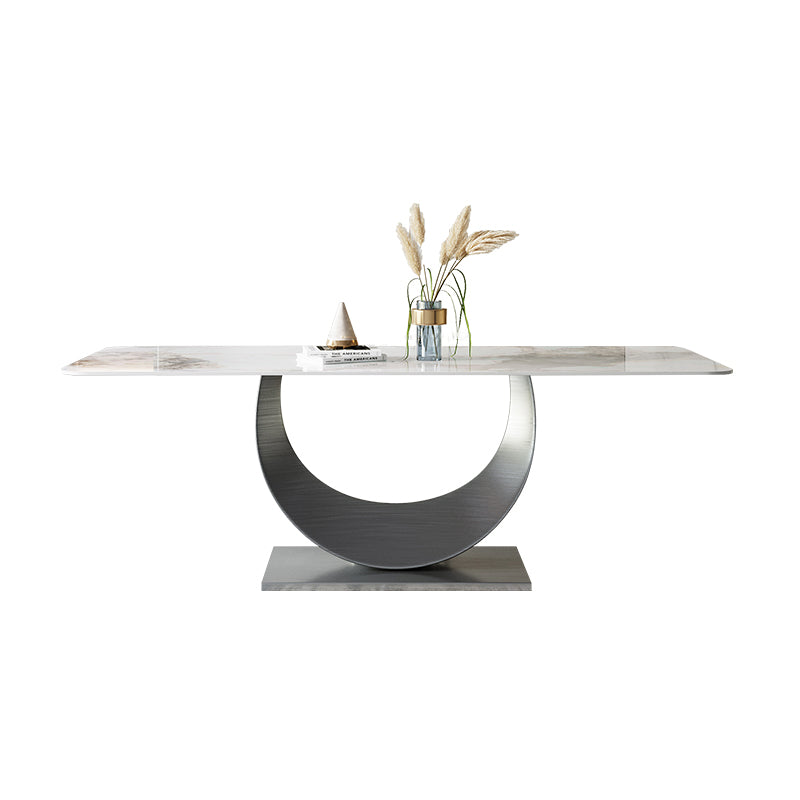 Nordic 1/4/5/7 Pieces Rectangle Dining Set Sintered Stone Top Table with Leather Chairs Clearhalo 'Dining Room Sets' 'Dining Tables & Seating' 'dining_room_set' 'furn' 'furn_dining_room_set' 'Furniture' 'furniture_dining_room_set' 'Kitchen & Dining Furniture' 'kitchen&dining_furn' 'kitchen' 4511716