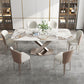 Glam 1/4/5/7 Pieces Dining Set Sintered Stone Dining Table Set with Pedestal Base Clearhalo 'Dining Room Sets' 'Dining Tables & Seating' 'dining_room_set' 'furn' 'furn_dining_room_set' 'Furniture' 'furniture_dining_room_set' 'Kitchen & Dining Furniture' 'kitchen&dining_furn' 'kitchen' 4511737