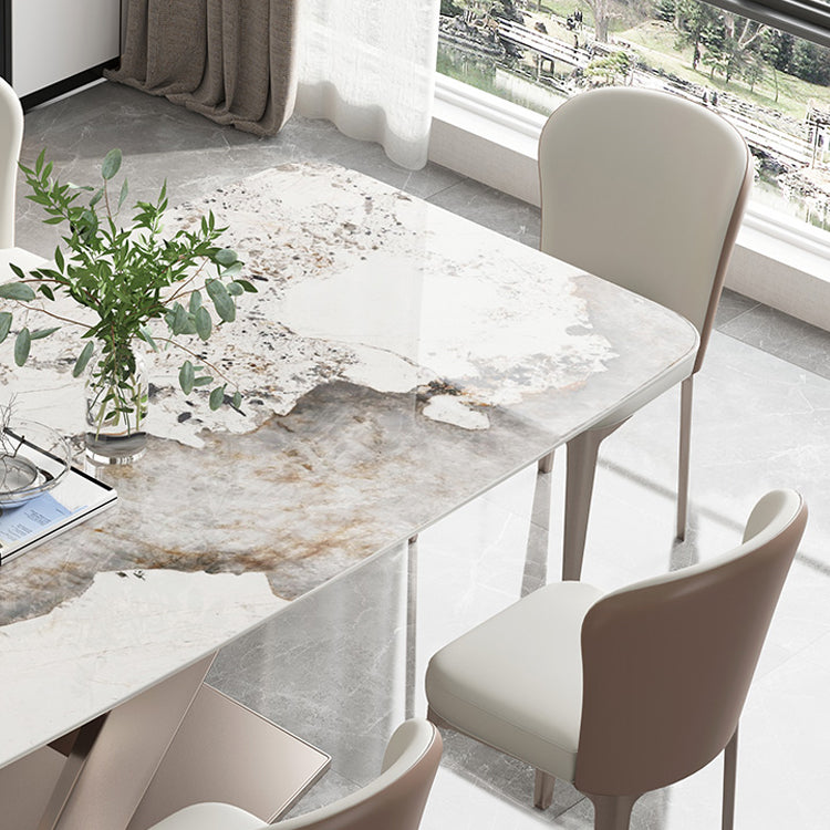 Glam 1/4/5/7 Pieces Dining Set Sintered Stone Dining Table Set with Pedestal Base Clearhalo 'Dining Room Sets' 'Dining Tables & Seating' 'dining_room_set' 'furn' 'furn_dining_room_set' 'Furniture' 'furniture_dining_room_set' 'Kitchen & Dining Furniture' 'kitchen&dining_furn' 'kitchen' 4511741