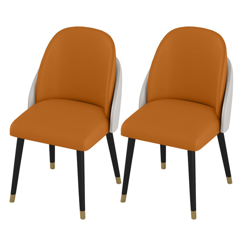 Glam 1/2/5/7 Pieces Dining Set Rectangle Dining Room Set with 4 Legs 2 Orange Chairs Clearhalo 'Dining Room Sets' 'Dining Tables & Seating' 'dining_room_set' 'furn' 'furn_dining_room_set' 'Furniture' 'furniture_dining_room_set' 'Kitchen & Dining Furniture' 'kitchen&dining_furn' 'kitchen' 4511784