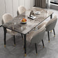 Glam 1/2/5/7 Pieces Dining Set Rectangle Dining Room Set with 4 Legs 5 Pieces: Grey Table, 4 Beige Chairs Clearhalo 'Dining Room Sets' 'Dining Tables & Seating' 'dining_room_set' 'furn' 'furn_dining_room_set' 'Furniture' 'furniture_dining_room_set' 'Kitchen & Dining Furniture' 'kitchen&dining_furn' 'kitchen' 4511792