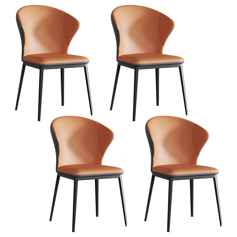 Designer Style 1/4/7 Pieces Dining Set Sintered Stone Dining Table with Leather Chairs 4 Orange Chairs Clearhalo 'Dining Room Sets' 'Dining Tables & Seating' 'dining_room_set' 'furn' 'furn_dining_room_set' 'Furniture' 'furniture_dining_room_set' 'Kitchen & Dining Furniture' 'kitchen&dining_furn' 'kitchen' 4511834