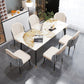 Glam Style 1/4/7 Pieces Dining Set Sintered Stone Dining Table for Home Use 7 Pieces: White Table, 6 Black-white Chairs Clearhalo 'Dining Room Sets' 'Dining Tables & Seating' 'dining_room_set' 'furn' 'furn_dining_room_set' 'Furniture' 'furniture_dining_room_set' 'Kitchen & Dining Furniture' 'kitchen&dining_furn' 'kitchen' 4511860