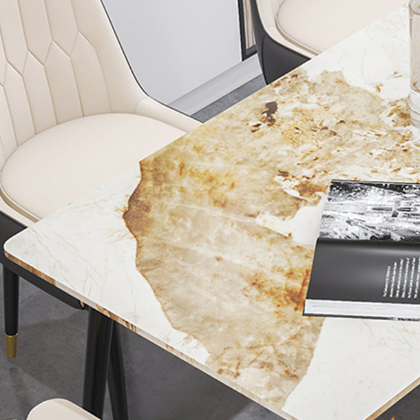 Glam Style 1/4/7 Pieces Dining Set Sintered Stone Dining Table for Home Use Clearhalo 'Dining Room Sets' 'Dining Tables & Seating' 'dining_room_set' 'furn' 'furn_dining_room_set' 'Furniture' 'furniture_dining_room_set' 'Kitchen & Dining Furniture' 'kitchen&dining_furn' 'kitchen' 4511864