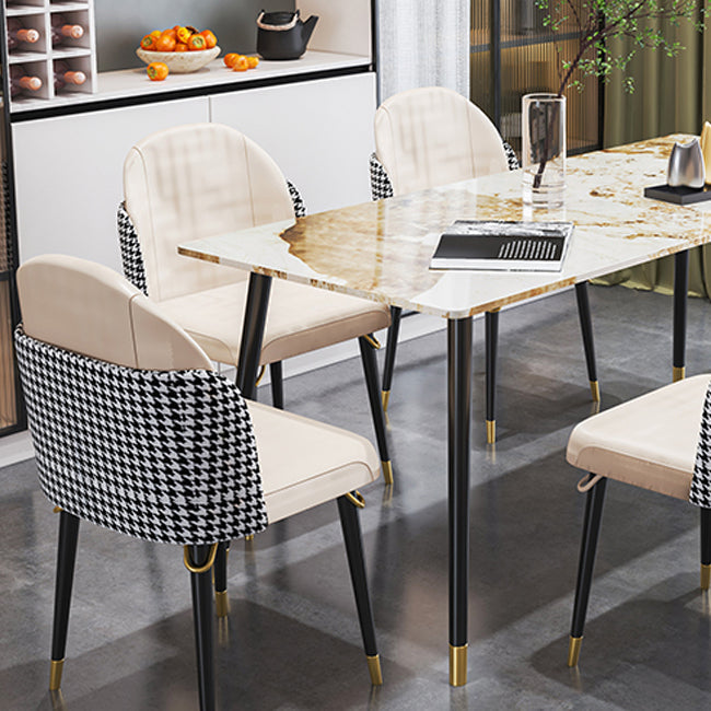Glam Style 1/4/7 Pieces Dining Set Sintered Stone Dining Table for Home Use Clearhalo 'Dining Room Sets' 'Dining Tables & Seating' 'dining_room_set' 'furn' 'furn_dining_room_set' 'Furniture' 'furniture_dining_room_set' 'Kitchen & Dining Furniture' 'kitchen&dining_furn' 'kitchen' 4511868