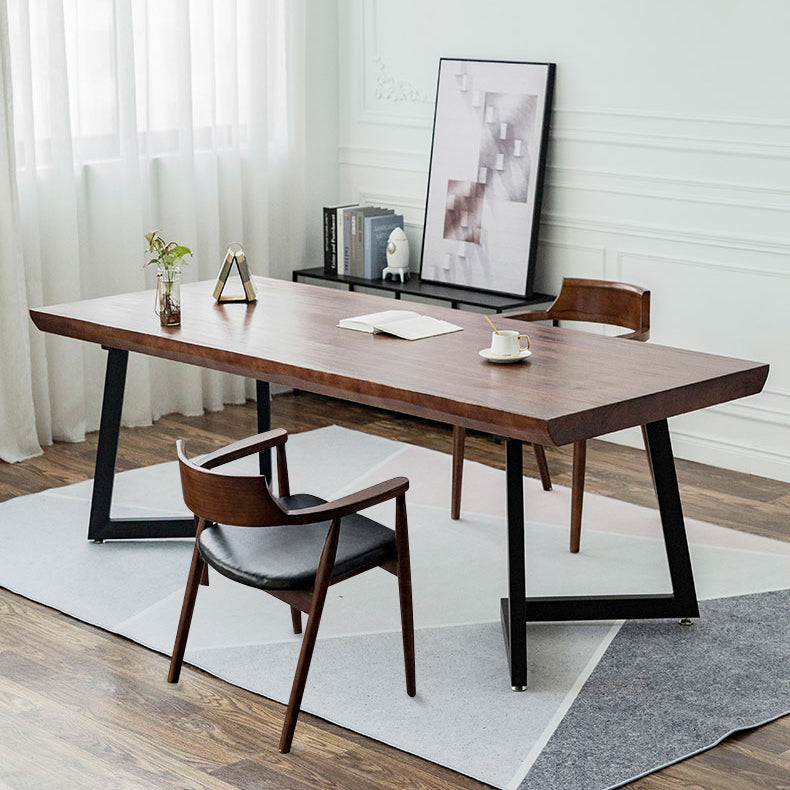 1/2/3/4 Pcs Metal Industrial Dining Set with Pine Wood Top Table Dinette Set 3 Pieces: Table, 2 Brown Chairs Clearhalo 'Dining Room Sets' 'Dining Tables & Seating' 'dining_room_set' 'furn' 'furn_dining_room_set' 'Furniture' 'furniture_dining_room_set' 'Kitchen & Dining Furniture' 'kitchen&dining_furn' 'kitchen' 4511890