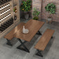 1/3/4/5 Pcs Metal Industrial Dining Set with Rectangle Table Dinette Set with Wooden Bench 3 Pieces: Table, 2 Benches Clearhalo 'Dining Room Sets' 'Dining Tables & Seating' 'dining_room_set' 'furn' 'furn_dining_room_set' 'Furniture' 'furniture_dining_room_set' 'Kitchen & Dining Furniture' 'kitchen&dining_furn' 'kitchen' 4511903