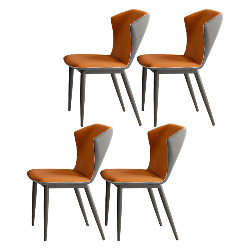 Contemporary 1/4/5/7 Pieces Dining Set Rectangle Dining Table Set 4 Orange Chairs Clearhalo 'Dining Room Sets' 'Dining Tables & Seating' 'dining_room_set' 'furn' 'furn_dining_room_set' 'Furniture' 'furniture_dining_room_set' 'Kitchen & Dining Furniture' 'kitchen&dining_furn' 'kitchen' 4511926
