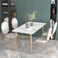 Luxury 1/2/5 Pieces Dining Set Sintered Stone Dining Table with Leather Chairs 5 Pieces: Table, 4 Grey Chairs Clearhalo 'Dining Room Sets' 'Dining Tables & Seating' 'dining_room_set' 'furn' 'furn_dining_room_set' 'Furniture' 'furniture_dining_room_set' 'Kitchen & Dining Furniture' 'kitchen&dining_furn' 'kitchen' 4511940