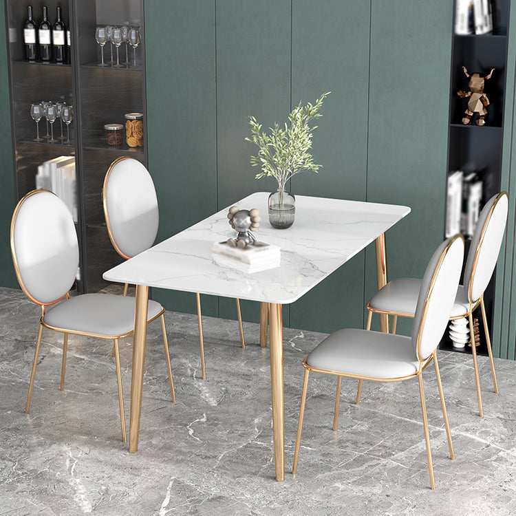 Luxury 1/2/5 Pieces Dining Set Sintered Stone Dining Table with Leather Chairs 5 Pieces: Table, 4 Grey Chairs Clearhalo 'Dining Room Sets' 'Dining Tables & Seating' 'dining_room_set' 'furn' 'furn_dining_room_set' 'Furniture' 'furniture_dining_room_set' 'Kitchen & Dining Furniture' 'kitchen&dining_furn' 'kitchen' 4511940