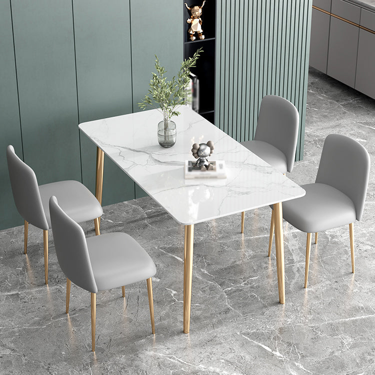 Luxury 1/2/5 Pieces Dining Set Sintered Stone Dining Table with Leather Chairs 5 Pieces: Table, 4 Light Gray Chairs Clearhalo 'Dining Room Sets' 'Dining Tables & Seating' 'dining_room_set' 'furn' 'furn_dining_room_set' 'Furniture' 'furniture_dining_room_set' 'Kitchen & Dining Furniture' 'kitchen&dining_furn' 'kitchen' 4511945