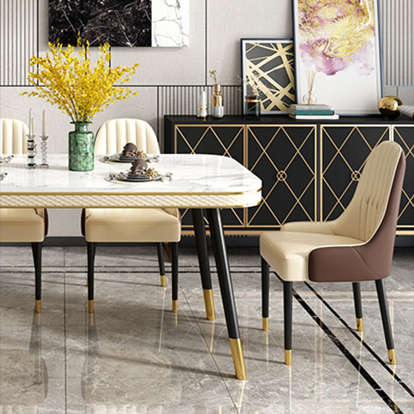 Luxury 1/2/5/7 Pieces Rectangle Dining Set Marble Dining Table with Leather Chairs Clearhalo 'Dining Room Sets' 'Dining Tables & Seating' 'dining_room_set' 'furn' 'furn_dining_room_set' 'Furniture' 'furniture_dining_room_set' 'Kitchen & Dining Furniture' 'kitchen&dining_furn' 'kitchen' 4511969