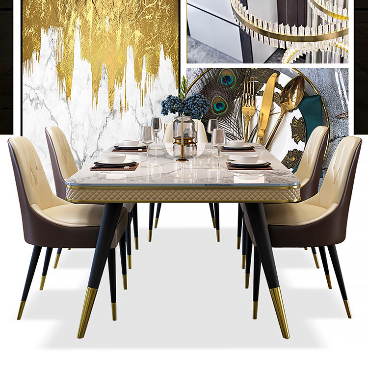 Luxury 1/2/5/7 Pieces Rectangle Dining Set Marble Dining Table with Leather Chairs Clearhalo 'Dining Room Sets' 'Dining Tables & Seating' 'dining_room_set' 'furn' 'furn_dining_room_set' 'Furniture' 'furniture_dining_room_set' 'Kitchen & Dining Furniture' 'kitchen&dining_furn' 'kitchen' 4511970