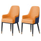 Nordic 1/2/5/7 Pieces Dining Set Sintered Stone Dining Table with Leather Chairs 2 Orange Chairs Clearhalo 'Dining Room Sets' 'Dining Tables & Seating' 'dining_room_set' 'furn' 'furn_dining_room_set' 'Furniture' 'furniture_dining_room_set' 'Kitchen & Dining Furniture' 'kitchen&dining_furn' 'kitchen' 4512004