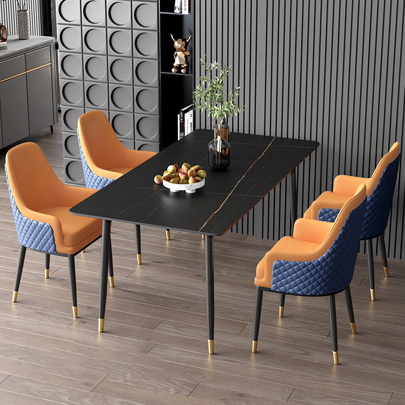 Nordic 1/2/5/7 Pieces Dining Set Sintered Stone Dining Table with Leather Chairs Clearhalo 'Dining Room Sets' 'Dining Tables & Seating' 'dining_room_set' 'furn' 'furn_dining_room_set' 'Furniture' 'furniture_dining_room_set' 'Kitchen & Dining Furniture' 'kitchen&dining_furn' 'kitchen' 4512013