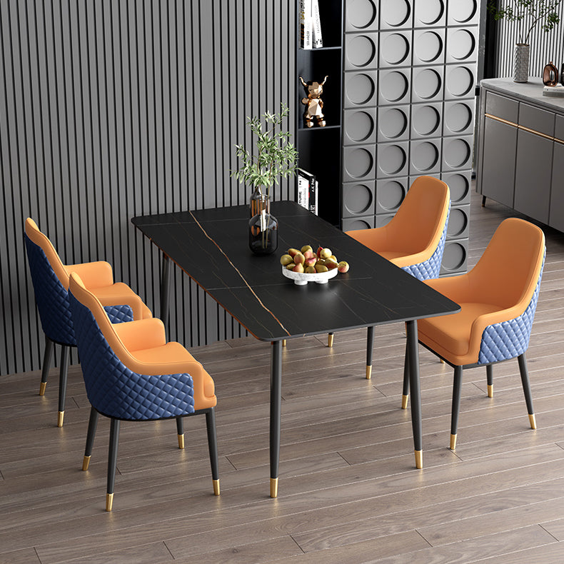 Nordic 1/2/5/7 Pieces Dining Set Sintered Stone Dining Table with Leather Chairs Clearhalo 'Dining Room Sets' 'Dining Tables & Seating' 'dining_room_set' 'furn' 'furn_dining_room_set' 'Furniture' 'furniture_dining_room_set' 'Kitchen & Dining Furniture' 'kitchen&dining_furn' 'kitchen' 4512014