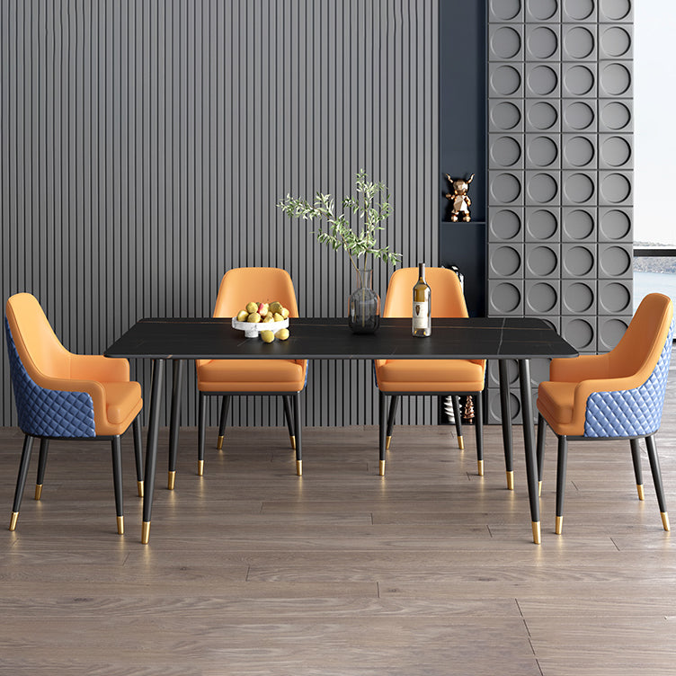 Nordic 1/2/5/7 Pieces Dining Set Sintered Stone Dining Table with Leather Chairs Clearhalo 'Dining Room Sets' 'Dining Tables & Seating' 'dining_room_set' 'furn' 'furn_dining_room_set' 'Furniture' 'furniture_dining_room_set' 'Kitchen & Dining Furniture' 'kitchen&dining_furn' 'kitchen' 4512015