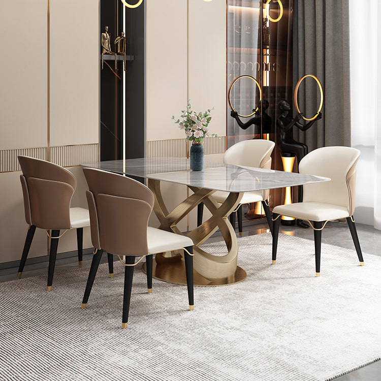 Luxury 1/2/5/6/7 Pieces Dining Set Sintered Stone Dining Table with Leather Chairs Clearhalo 'Dining Room Sets' 'Dining Tables & Seating' 'dining_room_set' 'furn' 'furn_dining_room_set' 'Furniture' 'furniture_dining_room_set' 'Kitchen & Dining Furniture' 'kitchen&dining_furn' 'kitchen' 4512024