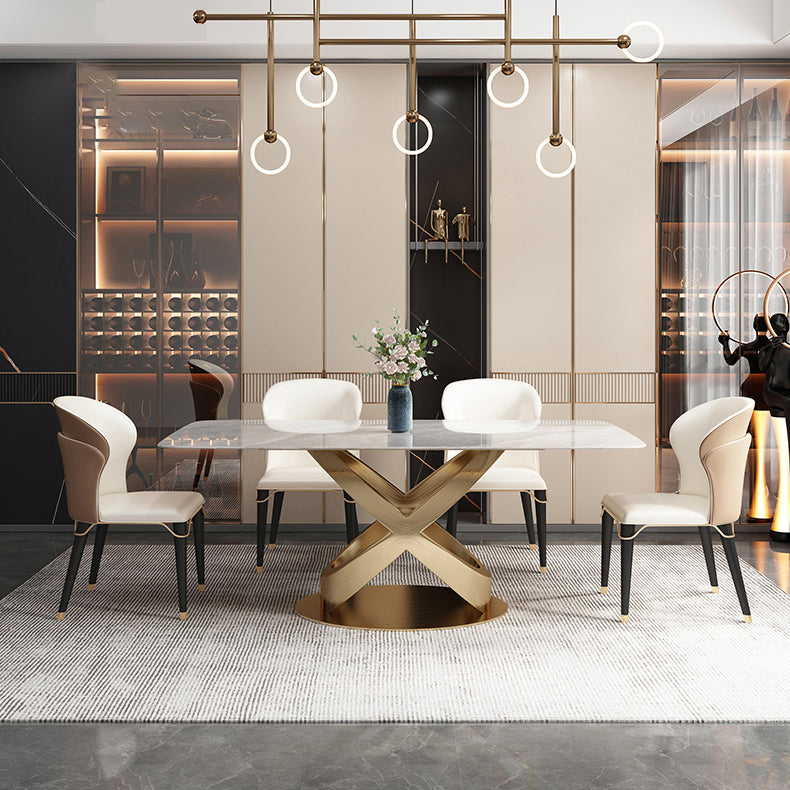 Luxury 1/2/5/6/7 Pieces Dining Set Sintered Stone Dining Table with Leather Chairs Clearhalo 'Dining Room Sets' 'Dining Tables & Seating' 'dining_room_set' 'furn' 'furn_dining_room_set' 'Furniture' 'furniture_dining_room_set' 'Kitchen & Dining Furniture' 'kitchen&dining_furn' 'kitchen' 4512032
