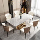 Luxury 1/2/5/6/7 Pieces Dining Set Sintered Stone Dining Table with Leather Chairs 7 Pieces: Table, 6 Chairs Clearhalo 'Dining Room Sets' 'Dining Tables & Seating' 'dining_room_set' 'furn' 'furn_dining_room_set' 'Furniture' 'furniture_dining_room_set' 'Kitchen & Dining Furniture' 'kitchen&dining_furn' 'kitchen' 4512034