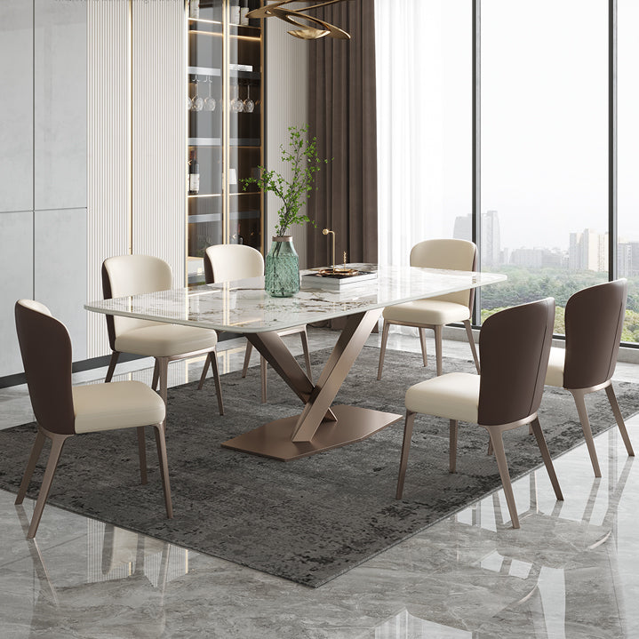 Luxury 1/4/5/7 Pieces Dining Set Sintered Stone Dining Table with Leather Chairs Clearhalo 'Dining Room Sets' 'Dining Tables & Seating' 'dining_room_set' 'furn' 'furn_dining_room_set' 'Furniture' 'furniture_dining_room_set' 'Kitchen & Dining Furniture' 'kitchen&dining_furn' 'kitchen' 4512039