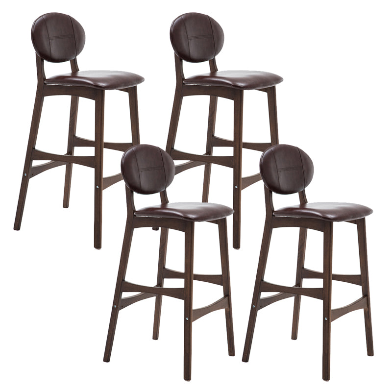 Scandinavia Style Bar-stool Wooden Legs Full Back for Kitchen Bar Brown Brown 4 Piece Set Clearhalo 'Bar Furniture' 'Bar Stools' 'bar_stools' 'furn' 'furn_bar_stools' 'furniture_bar_stools' 'Kitchen & Dining Furniture' 'kitchen&dining_furn' 'kitchen' 'kitchen_furn' Furniture' 4512078