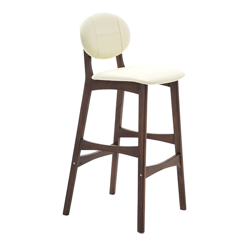 Scandinavia Style Bar-stool Wooden Legs Full Back for Kitchen Bar Off-White Brown 1 Piece Clearhalo 'Bar Furniture' 'Bar Stools' 'bar_stools' 'furn' 'furn_bar_stools' 'furniture_bar_stools' 'Kitchen & Dining Furniture' 'kitchen&dining_furn' 'kitchen' 'kitchen_furn' Furniture' 4512106