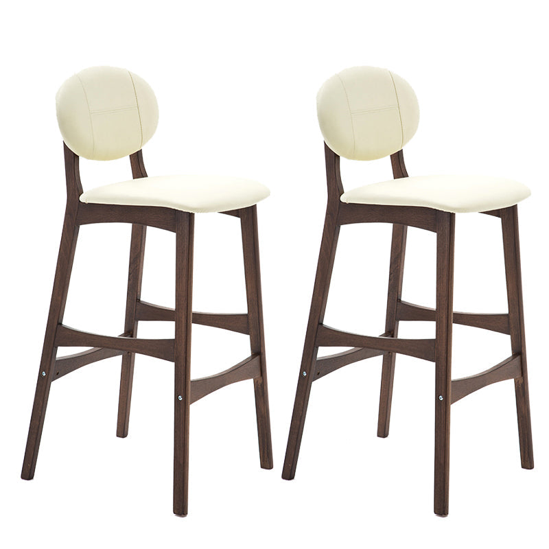 Scandinavia Style Bar-stool Wooden Legs Full Back for Kitchen Bar Off-White Brown 2 Piece Set Clearhalo 'Bar Furniture' 'Bar Stools' 'bar_stools' 'furn' 'furn_bar_stools' 'furniture_bar_stools' 'Kitchen & Dining Furniture' 'kitchen&dining_furn' 'kitchen' 'kitchen_furn' Furniture' 4512107
