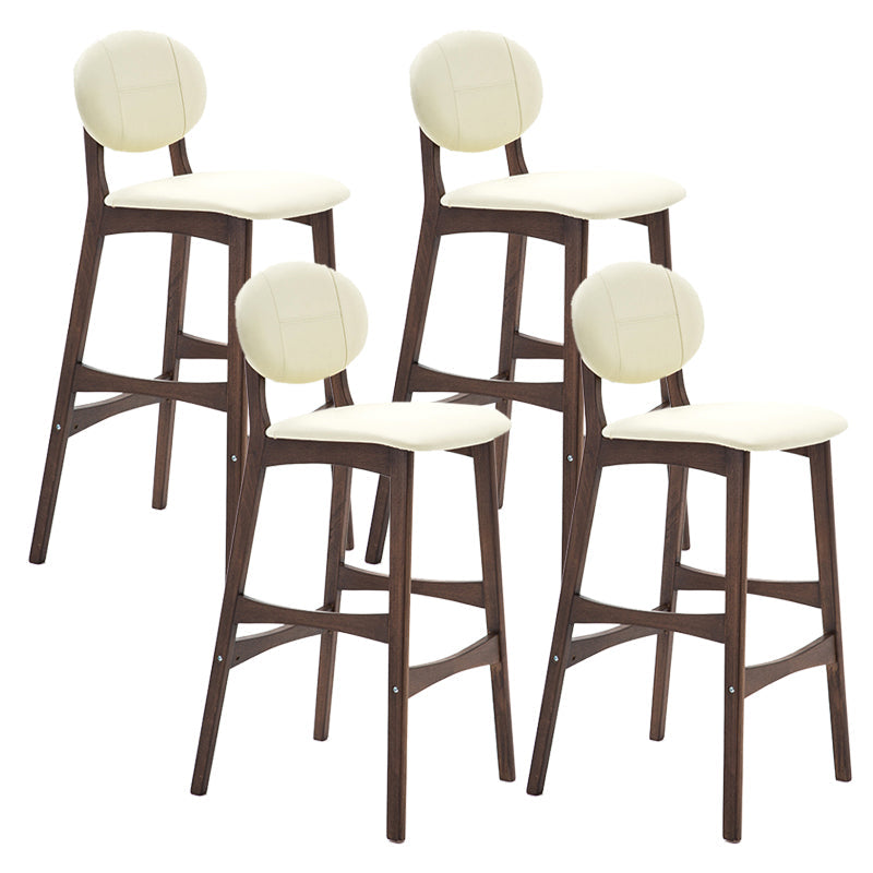 Scandinavia Style Bar-stool Wooden Legs Full Back for Kitchen Bar Off-White Brown 4 Piece Set Clearhalo 'Bar Furniture' 'Bar Stools' 'bar_stools' 'furn' 'furn_bar_stools' 'furniture_bar_stools' 'Kitchen & Dining Furniture' 'kitchen&dining_furn' 'kitchen' 'kitchen_furn' Furniture' 4512108