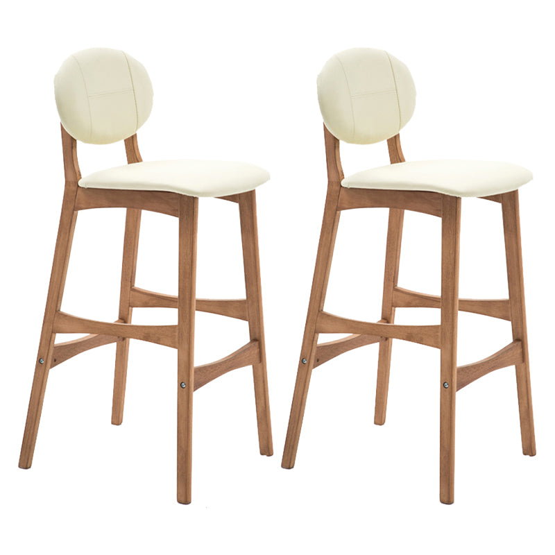 Scandinavia Style Bar-stool Wooden Legs Full Back for Kitchen Bar Off-White Natural 2 Piece Set Clearhalo 'Bar Furniture' 'Bar Stools' 'bar_stools' 'furn' 'furn_bar_stools' 'furniture_bar_stools' 'Kitchen & Dining Furniture' 'kitchen&dining_furn' 'kitchen' 'kitchen_furn' Furniture' 4512110