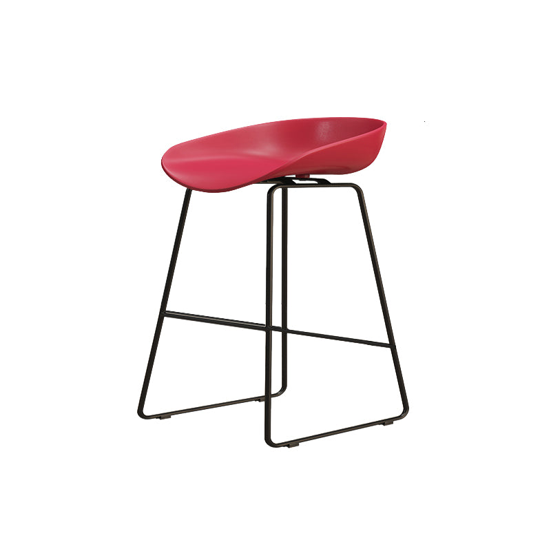 Modern Style Iron Bar Stool with Footrest Bristol Bar Stool for Kitchen Red 1 Piece Short Stool(18"H) Clearhalo 'Bar Furniture' 'Bar Stools' 'bar_stools' 'furn' 'furn_bar_stools' 'furniture_bar_stools' 'Kitchen & Dining Furniture' 'kitchen&dining_furn' 'kitchen' 'kitchen_furn' Furniture' 4512263