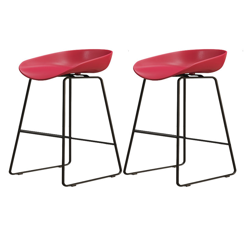 Modern Style Iron Bar Stool with Footrest Bristol Bar Stool for Kitchen Red 2 Piece Set Short Stool(18"H) Clearhalo 'Bar Furniture' 'Bar Stools' 'bar_stools' 'furn' 'furn_bar_stools' 'furniture_bar_stools' 'Kitchen & Dining Furniture' 'kitchen&dining_furn' 'kitchen' 'kitchen_furn' Furniture' 4512264