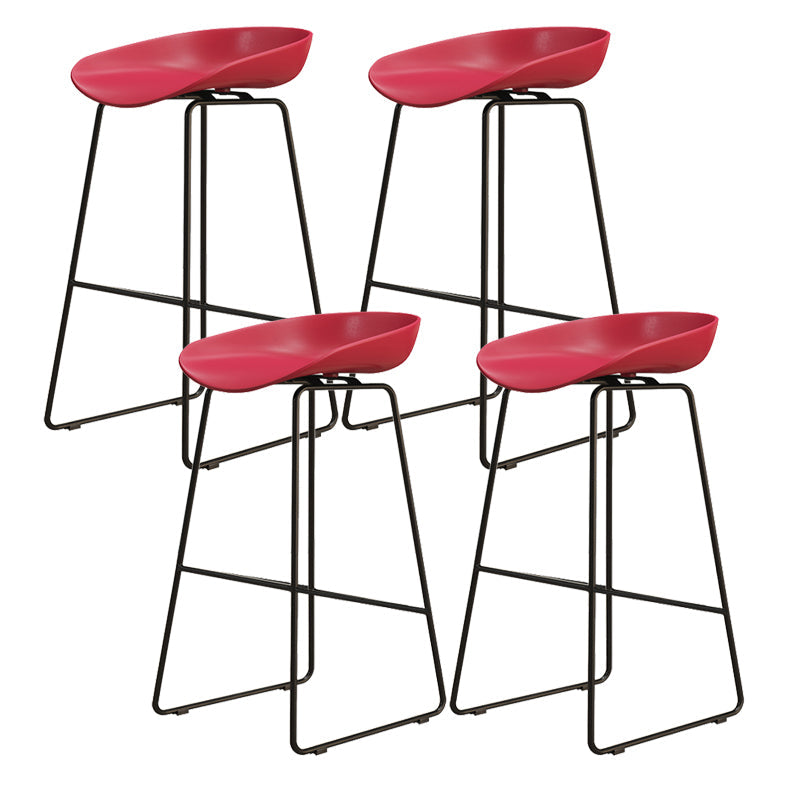 Modern Style Iron Bar Stool with Footrest Bristol Bar Stool for Kitchen Red 4 Piece Set Counter Stool(26"H) Clearhalo 'Bar Furniture' 'Bar Stools' 'bar_stools' 'furn' 'furn_bar_stools' 'furniture_bar_stools' 'Kitchen & Dining Furniture' 'kitchen&dining_furn' 'kitchen' 'kitchen_furn' Furniture' 4512268