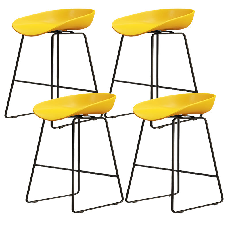 Modern Style Iron Bar Stool with Footrest Bristol Bar Stool for Kitchen Yellow 4 Piece Set Short Stool(18"H) Clearhalo 'Bar Furniture' 'Bar Stools' 'bar_stools' 'furn' 'furn_bar_stools' 'furniture_bar_stools' 'Kitchen & Dining Furniture' 'kitchen&dining_furn' 'kitchen' 'kitchen_furn' Furniture' 4512274