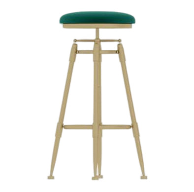 Glam Round Velvet Bar Stool Footrest Indoor Counter Stool with Gold Iron Legs Green Backless 1 Piece Clearhalo 'Bar Furniture' 'Bar Stools' 'bar_stools' 'furn' 'furn_bar_stools' 'furniture_bar_stools' 'Kitchen & Dining Furniture' 'kitchen&dining_furn' 'kitchen' 'kitchen_furn' Furniture' 4512331