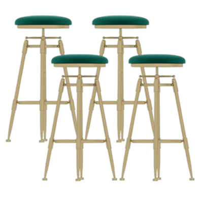 Glam Round Velvet Bar Stool Footrest Indoor Counter Stool with Gold Iron Legs Green Backless 4 Piece Set Clearhalo 'Bar Furniture' 'Bar Stools' 'bar_stools' 'furn' 'furn_bar_stools' 'furniture_bar_stools' 'Kitchen & Dining Furniture' 'kitchen&dining_furn' 'kitchen' 'kitchen_furn' Furniture' 4512335
