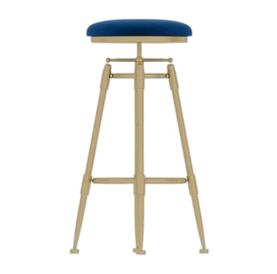 Glam Round Velvet Bar Stool Footrest Indoor Counter Stool with Gold Iron Legs Blue Backless 1 Piece Clearhalo 'Bar Furniture' 'Bar Stools' 'bar_stools' 'furn' 'furn_bar_stools' 'furniture_bar_stools' 'Kitchen & Dining Furniture' 'kitchen&dining_furn' 'kitchen' 'kitchen_furn' Furniture' 4512337