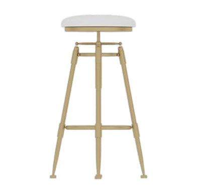 Glam Round Velvet Bar Stool Footrest Indoor Counter Stool with Gold Iron Legs White Backless 1 Piece Clearhalo 'Bar Furniture' 'Bar Stools' 'bar_stools' 'furn' 'furn_bar_stools' 'furniture_bar_stools' 'Kitchen & Dining Furniture' 'kitchen&dining_furn' 'kitchen' 'kitchen_furn' Furniture' 4512345